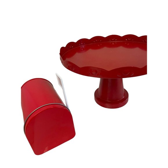VALENTINES Red Cake Stand and Tin Mailbox Decor - Picture 8 of 8